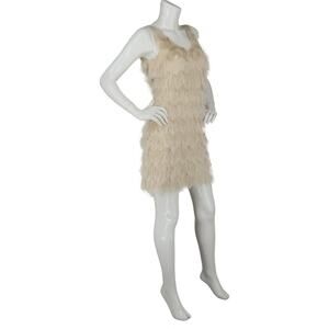 Doe & Rae Ivory Layered Flapper Swing Fringed Cocktail Party Gatsby Dress